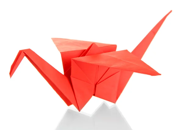 Origami kraan geïsoleerd op wit — Stockfoto