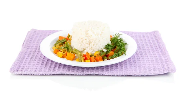 Delicious risotto with vegetables isolated on white — Stock Photo, Image