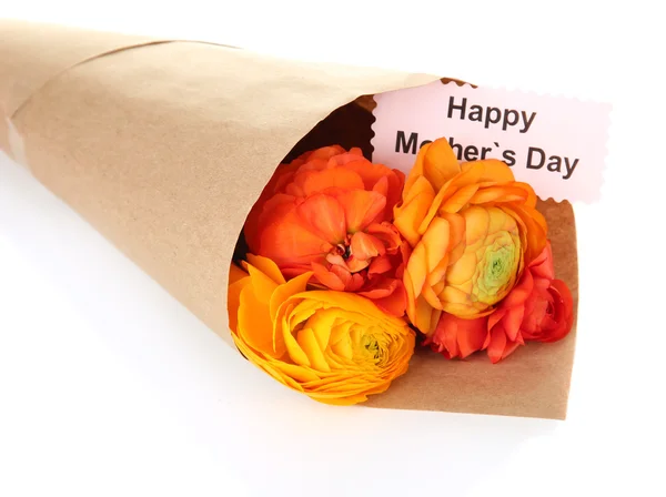 Ranunculus (tazas de mantequilla persa) para el día de las madres, aislado en blanco — Foto de Stock