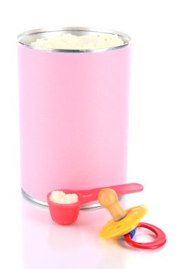 whit üzerinde izole meme başı ile bebek için süt tozu