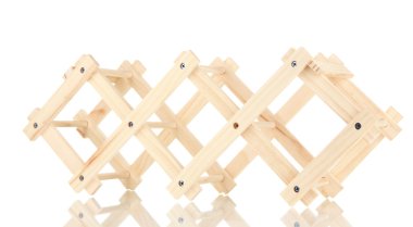 ahşap stand üzerinde beyaz izole şarap şişeleri için