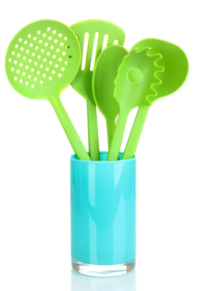 Green plastic kitchen utensil isolated on white — Stock Photo, Image