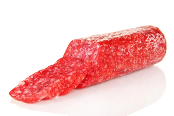 Sabroso salami aislado en blanco — Foto de Stock