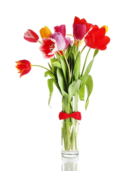 Hermosos tulipanes en ramo aislado en blanco —  Fotos de Stock