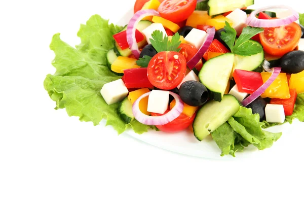 Tasty Greek salad isolated on white — Stock Photo, Image