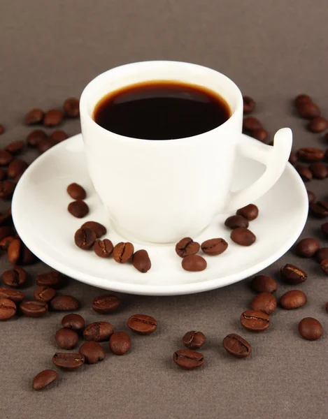 Cup of strong coffee on grey background — Stock Photo, Image