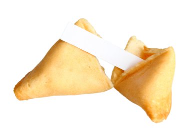 şans kurabiyesi, üzerinde beyaz izole