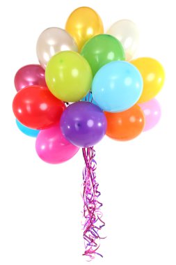 birçok parlak balon üzerinde beyaz izole