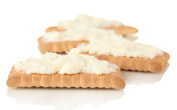 Biscotti con formaggio di latte, isolati su bianco — Foto Stock