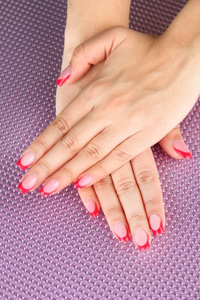 Closeup of hands of young woman with elegance manicure — Stock Photo, Image