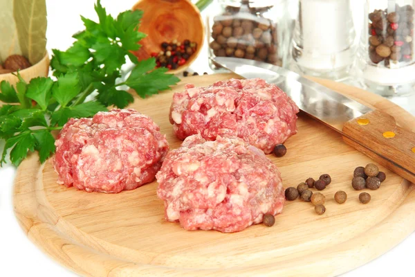 Raw meatballs with spices — Stock Photo, Image