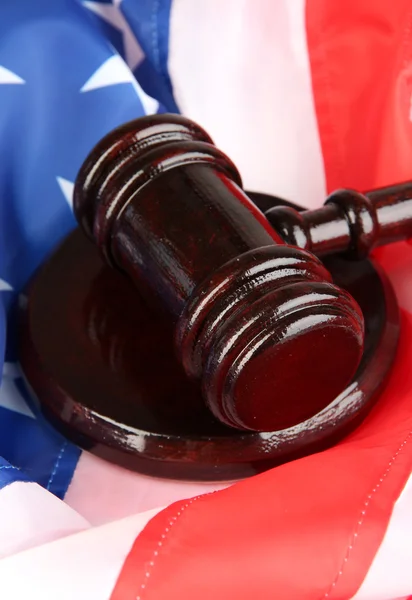 Judge gavel on american flag background — Stock Photo, Image