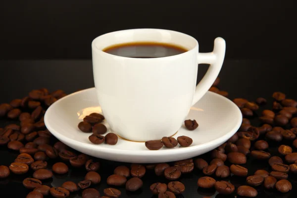 Cup of strong coffee isolated on black — Stock Photo, Image