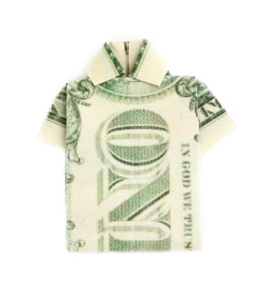 Dollar folded into shirt isolated on white — Stock Photo, Image