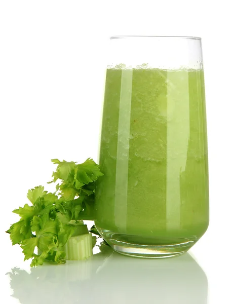 Glass of celery juice, isolated on white — Stock Photo, Image