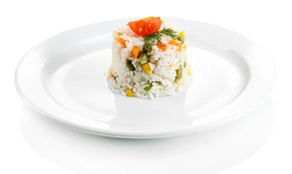 Delicioso risotto con verduras, aislado en blanco —  Fotos de Stock