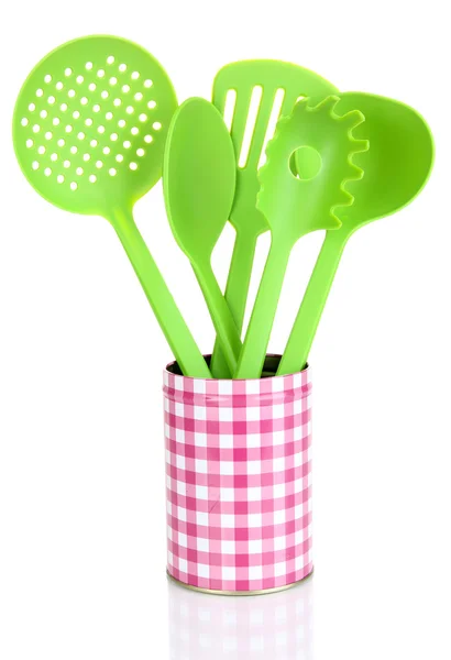Green plastic kitchen utensil isolated on white — Stock Photo, Image