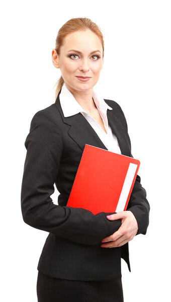 Portrait of teacher woman, isolated on white