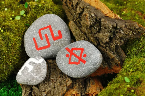 Fortune telling with symbols on stone close up — Stock Photo, Image