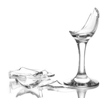 kırık bardağı beyaz izole