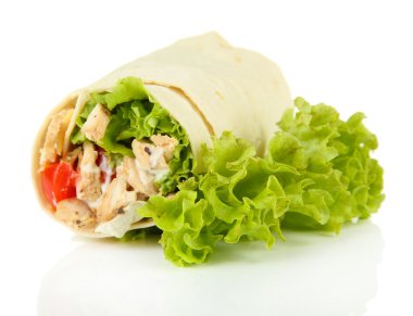 kebap - ızgara et ve sebze, üzerinde beyaz izole