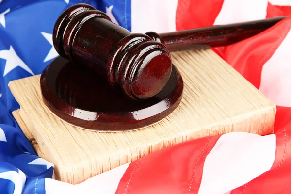 Judge gavel and books on american flag background — Stock Photo, Image