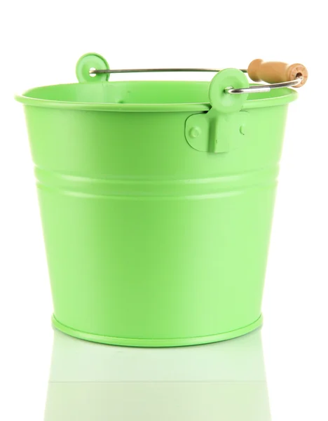 Empty green bucket isolated on white — Stock Photo, Image