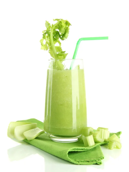 Glass of celery juice, isolated on white — Stock Photo, Image