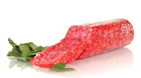Tasty salami isolated on white — Stock Photo, Image