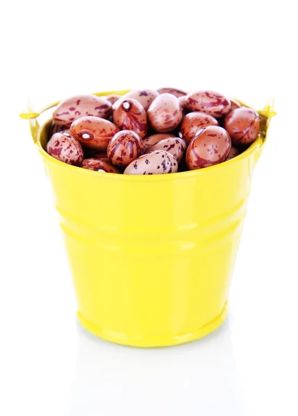 Bucket with beans isolated on white — Stock Photo, Image