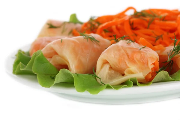 Stuffed cabbage rolls isolated on white — Stock Image Stuffed cabbage rolls isolated on white Royalty Free Stock Images