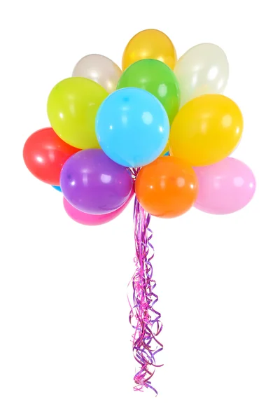 Many bright balloons isolated on white — Stock Photo, Image