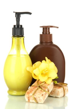 beyaz izole ve el yapımı Sıvı sabunlar