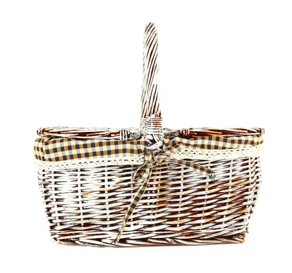 Picnic basket, isolated on white — Stock Photo, Image