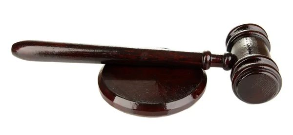 Wooden gavel isolated on white — Stock Photo, Image