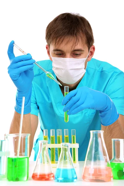 Evaluador durante investigación aislada en blanco — Foto de Stock