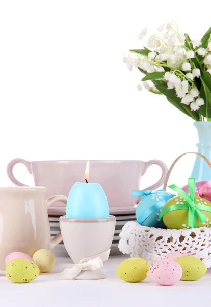 Place setting for Easter isolated on white — Stock Photo, Image