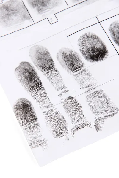 Fingerabdrücke in Nahaufnahme isoliert auf weiß — Stockfoto