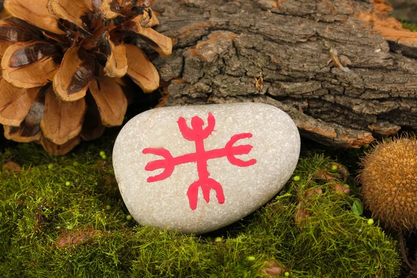 Fortune telling with symbols on stone close up — Stock Photo, Image