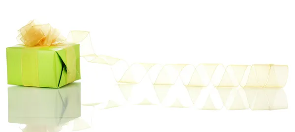 Παρόν πλαίσιο με κορδέλα μπούκλα απομονωθεί σε λευκό — Φωτογραφία Αρχείου