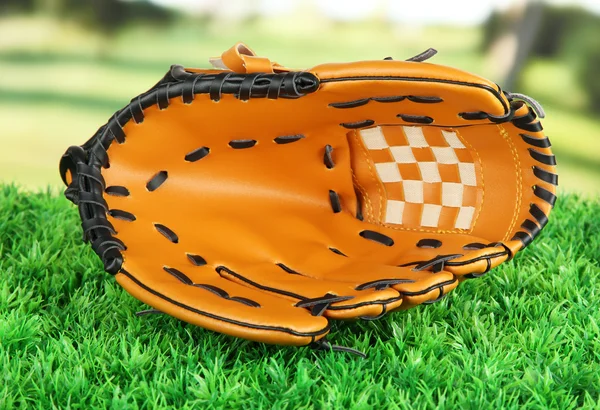 Luva de beisebol na grama no parque — Fotografia de Stock
