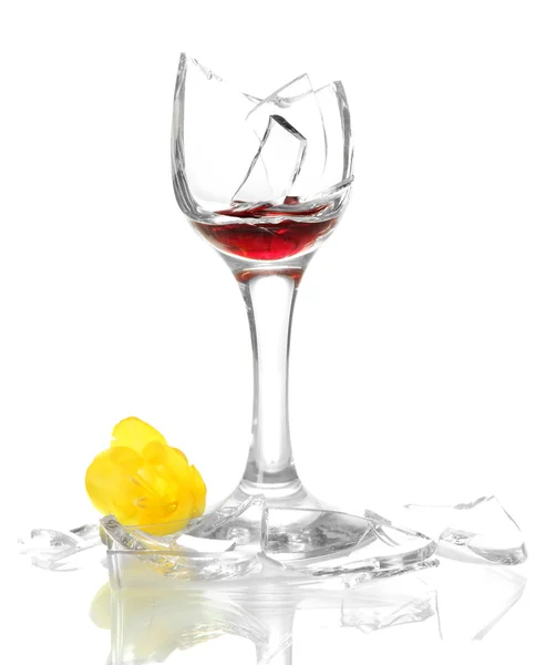 Broken wineglass isolated on white — Stock Photo, Image