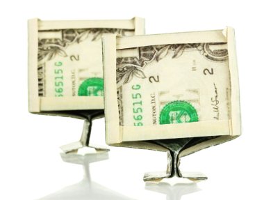 dolar üzerinde beyaz izole bilgisayar monitörü içine katlanmış.
