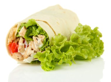kebap - ızgara et ve sebze, üzerinde beyaz izole