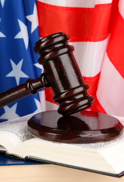 Judge gavel and books on american flag background — Stock Photo, Image