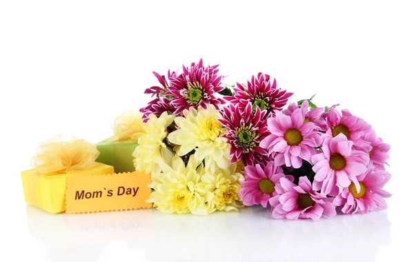 Bouquet of beautiful chrysanthemums isolated on white — Stock Photo, Image