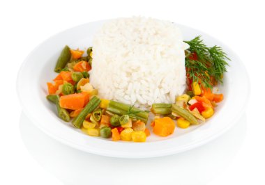 sebzeler üzerinde beyaz izole lezzetli risotto