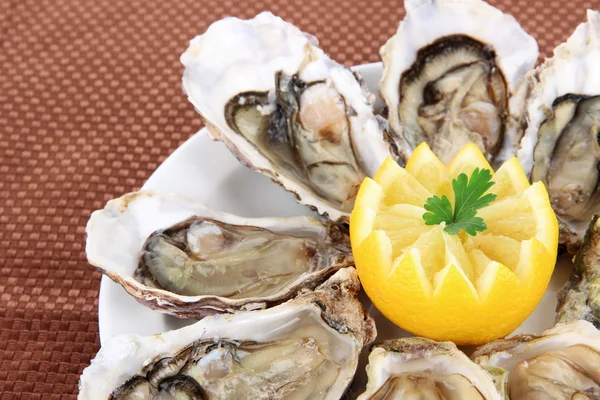 Oysters on table close-up — Stock Photo, Image