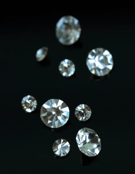 Beautiful shining crystals (diamonds), on black background — Stock Photo, Image