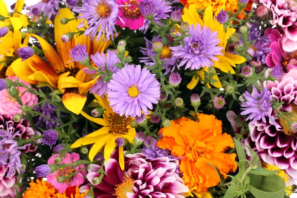 Schöner Strauß heller Blumen aus nächster Nähe — Stockfoto